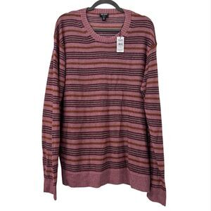 Todd Snyder Mens Crewneck Sweater XXL Mulberry Pink Striped Linen Preppy Classic